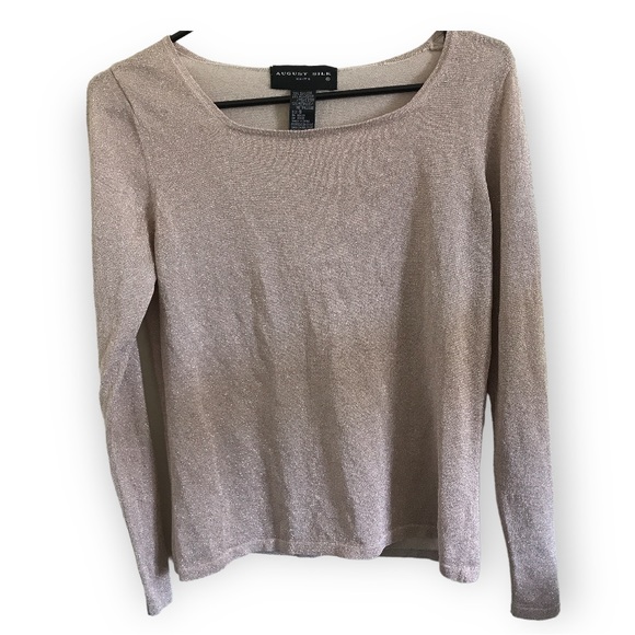 august silk Tops - August silk shimmery long sleeve silk blend top